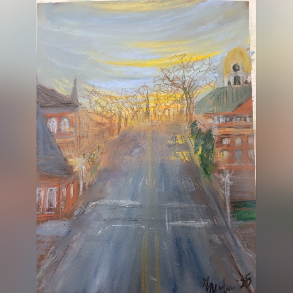 "Sunset City Romances" Soft Pastels Original Framed Artwork  16in X 18in Framed